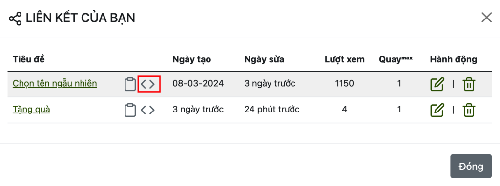 quản lý link chia sẻ