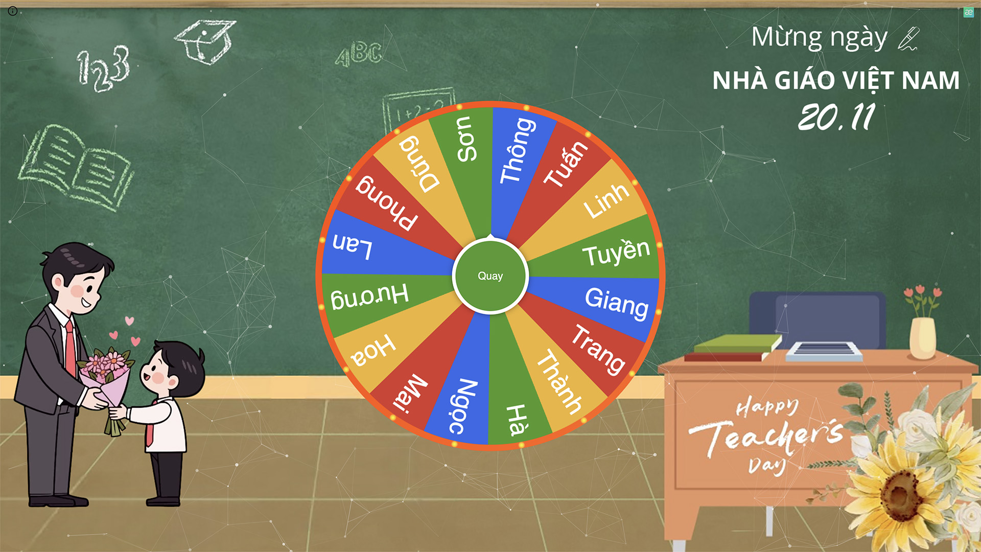 Vòng quay may mắn mừng ngày nhà giáo Việt Nam 20-11