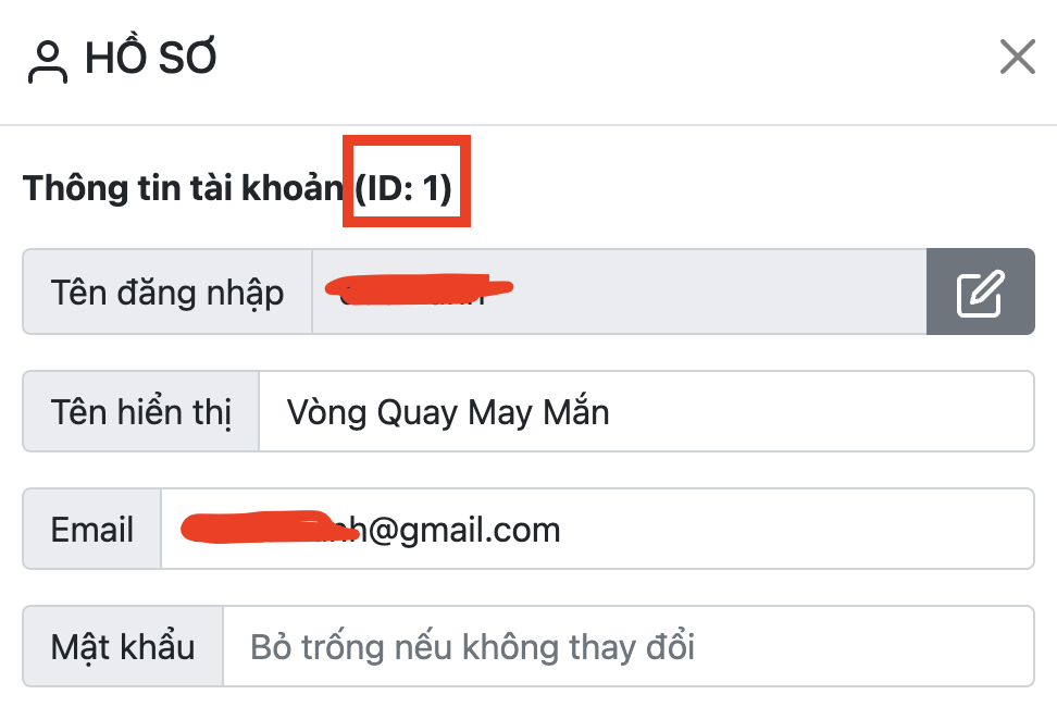 Tài khoản -> Hồ sơ -> Copy [USER ID]