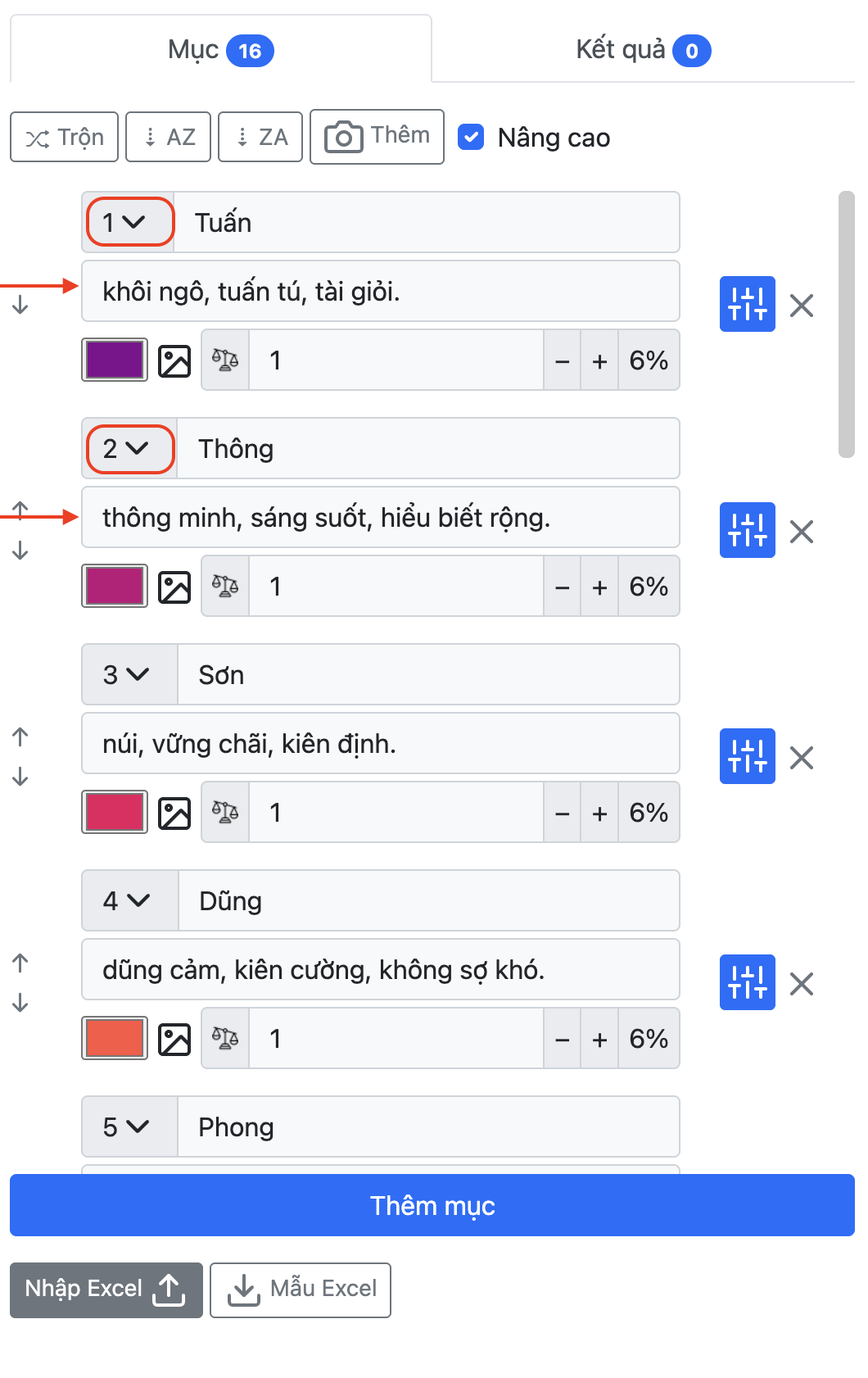 [Nâng cấp] – Thêm phần mô tả cho từng mục quay