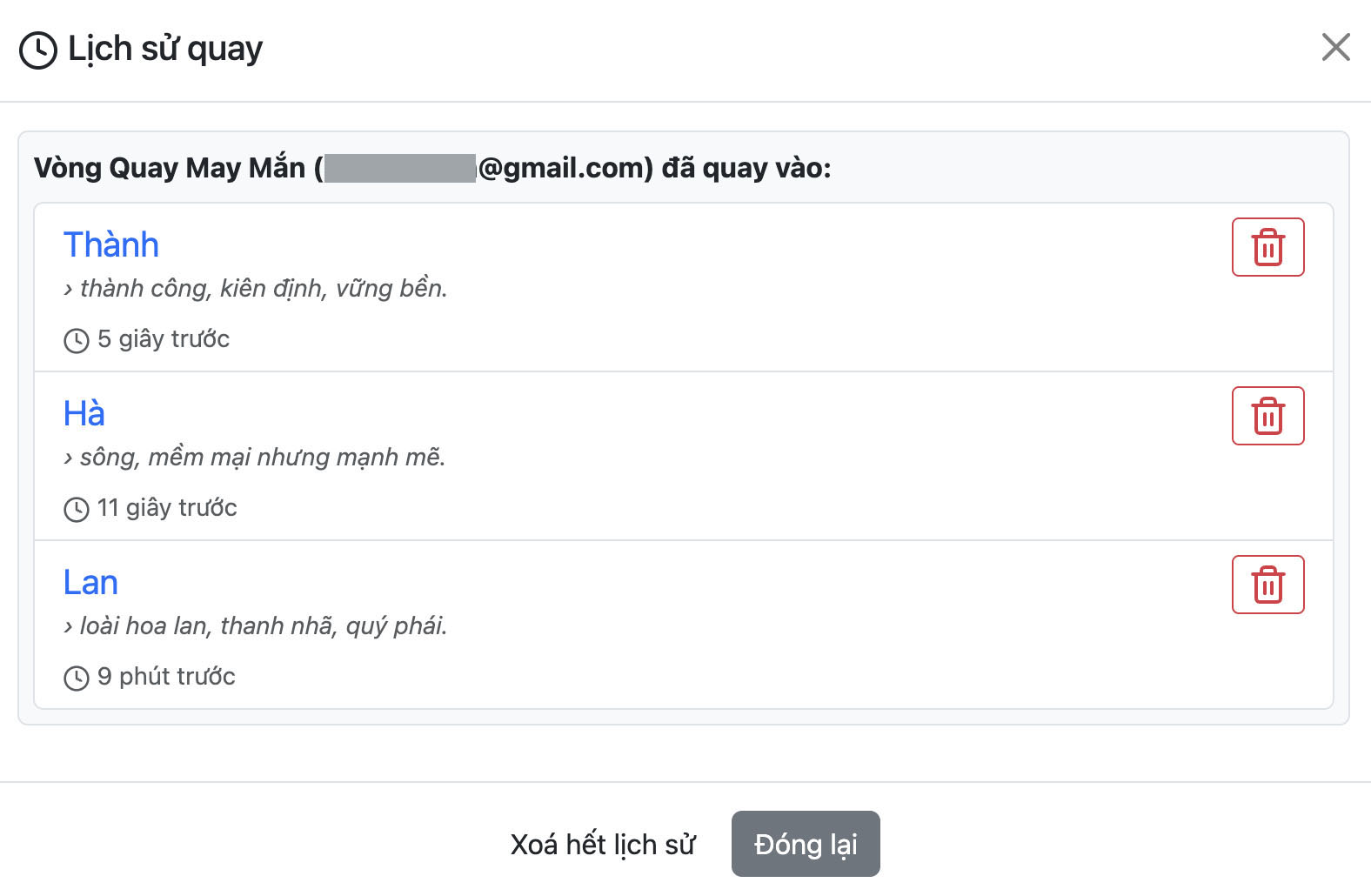 Bổ sung tính năng Lưu lịch sử quay!